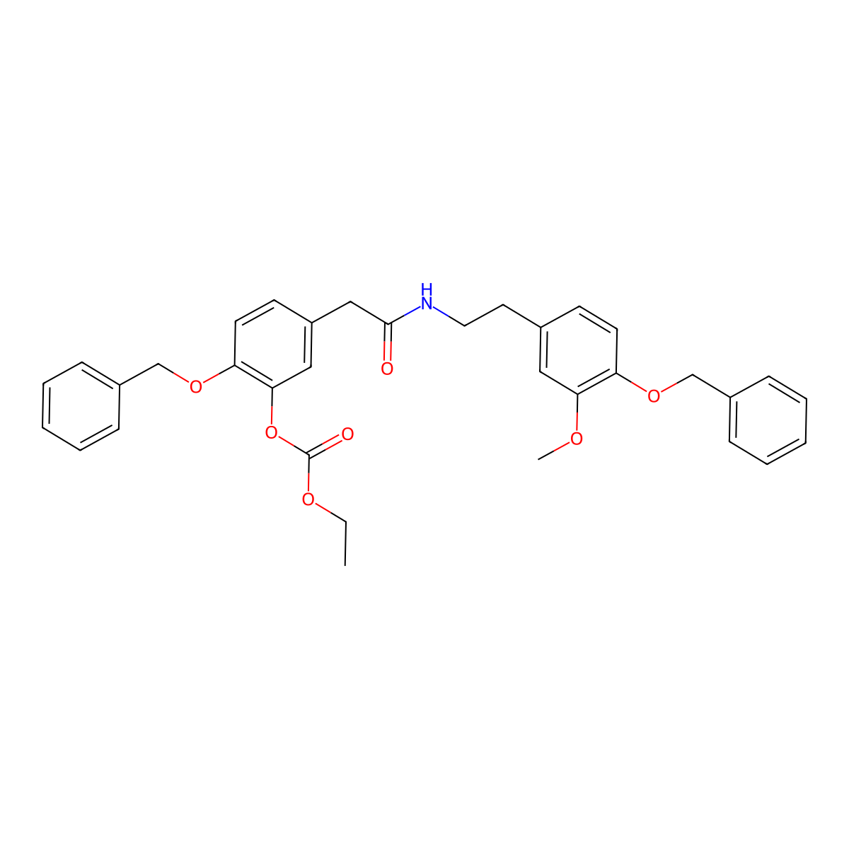 N-2-(4-Benzyloxy-3-methoxyphenethyl)-4-benzyloxy-3-ethoxycarbonyloxyphenylacetamide molecular structure, CAS 62744-13-2