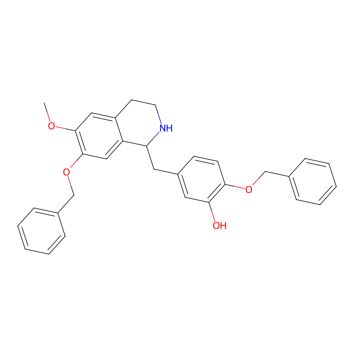 7-Benzyloxy-1-(4-benzyloxy-3-hydroxybenzyl)-6-methoxy-1,2,3,4-tetrahydroisoquinoline molecular structure, CAS 62744-15-4
