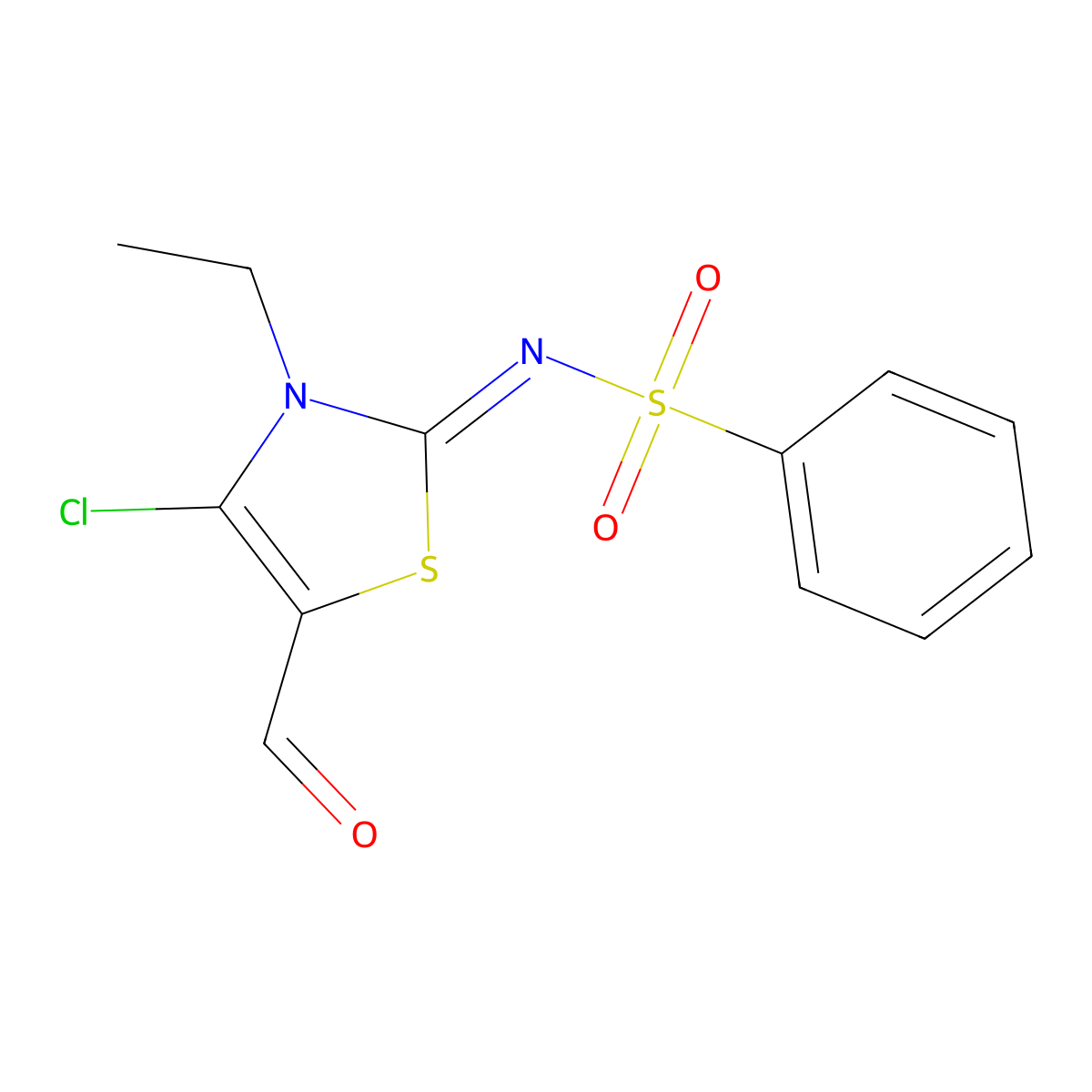 N-(4-chloro-3-ethyl-5-formyl-1,3-thiazol-2-ylidene)benzenesulfonamide molecular structure, CAS 627471-09-4