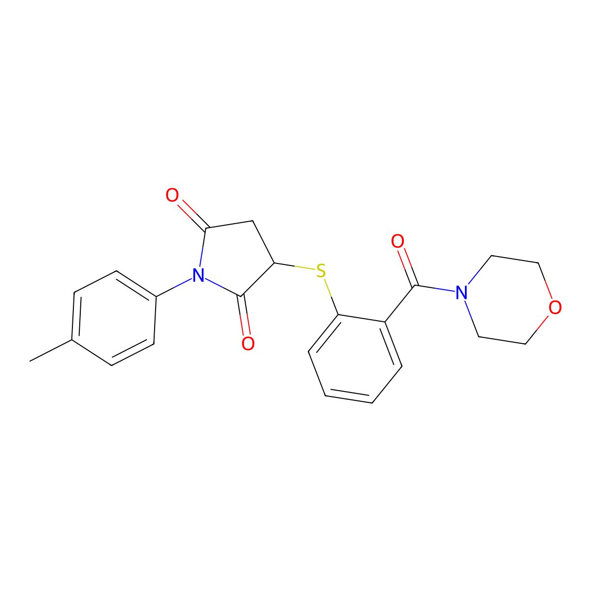3-((2-(Morpholine-4-carbonyl)phenyl)thio)-1-(p-tolyl)pyrrolidine-2,5-dione molecular structure, CAS 627482-51-3