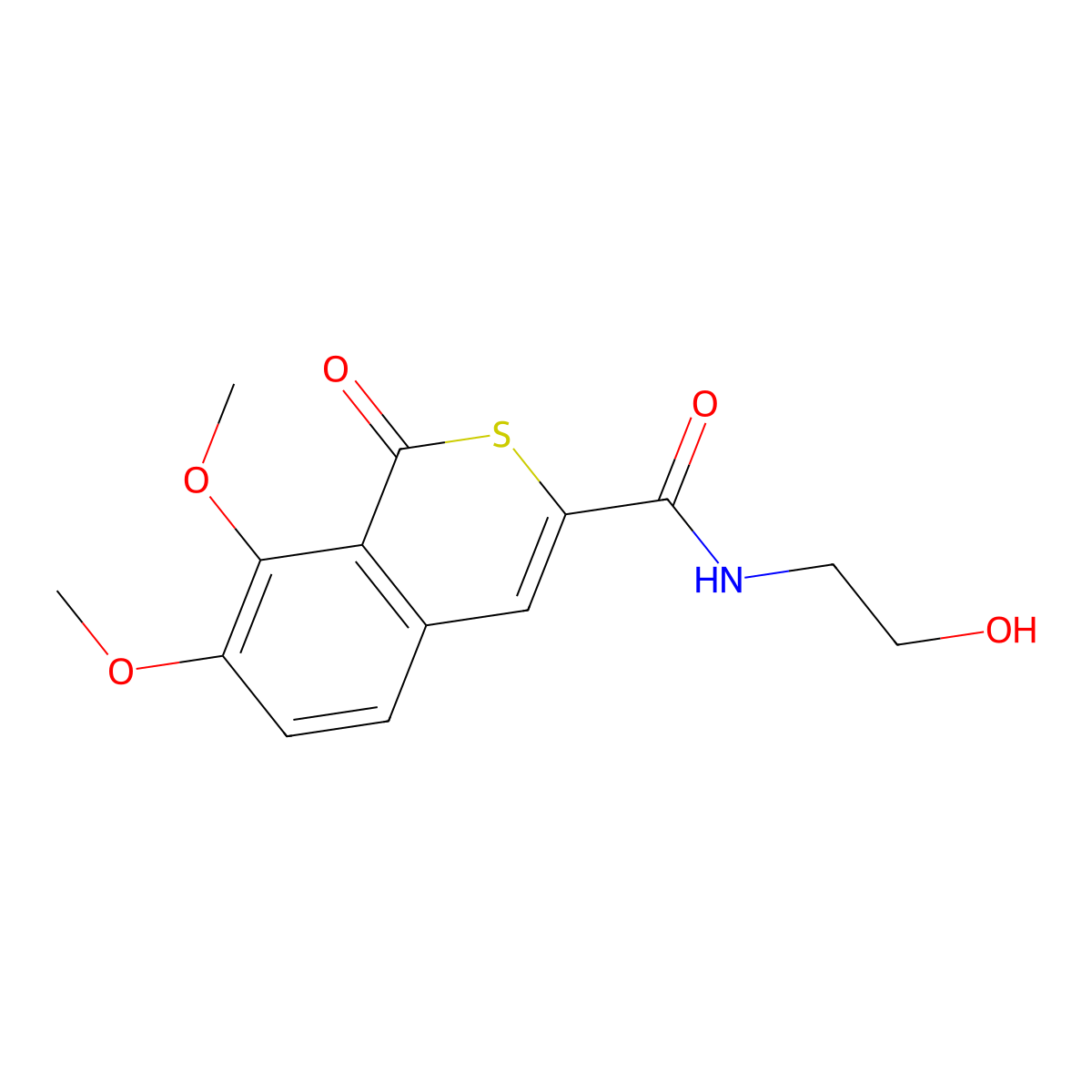 N-(2-hydroxyethyl)-7,8-dimethoxy-1-oxo-1H-isothiochromene-3-carboxamide molecular structure, CAS 627487-61-0