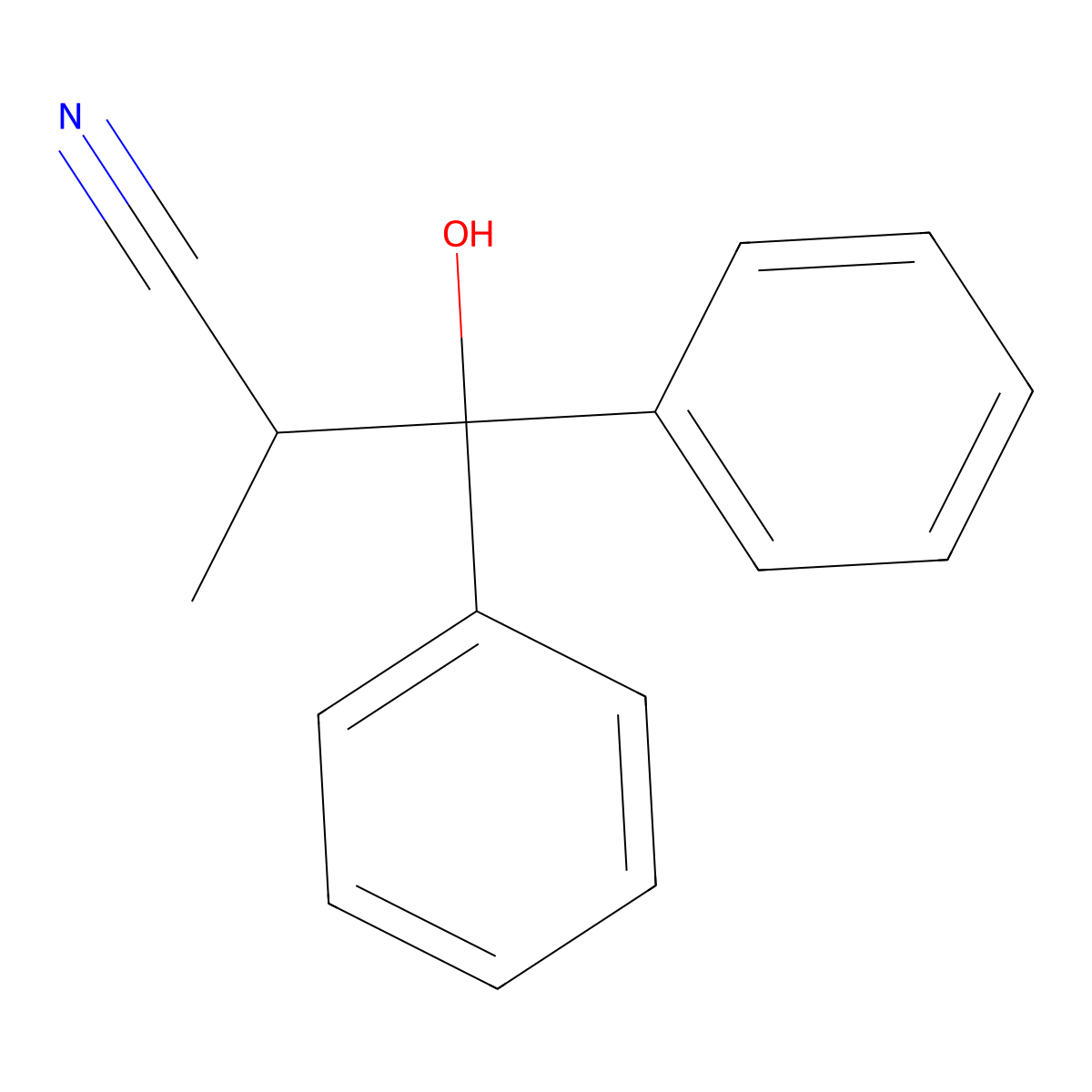 3-Hydroxy-2-methyl-3,3-diphenylpropanenitrile molecular structure, CAS 6275-86-1