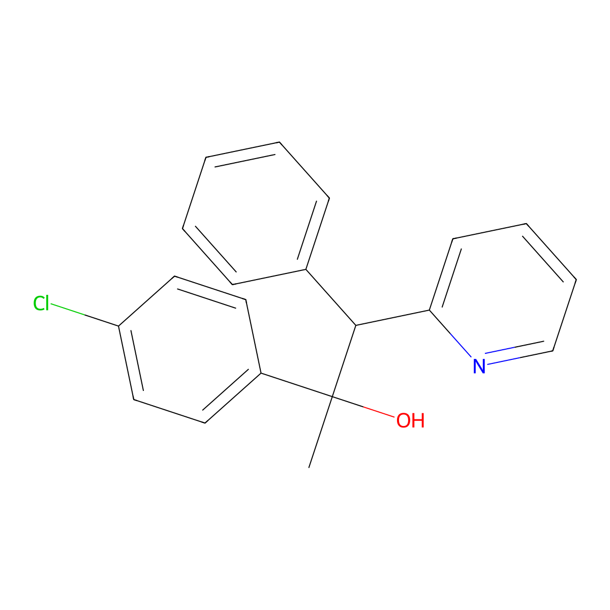 2-(4-Chlorophenyl)-1-phenyl-1-pyridin-2-ylpropan-2-ol molecular structure, CAS 6275-95-2