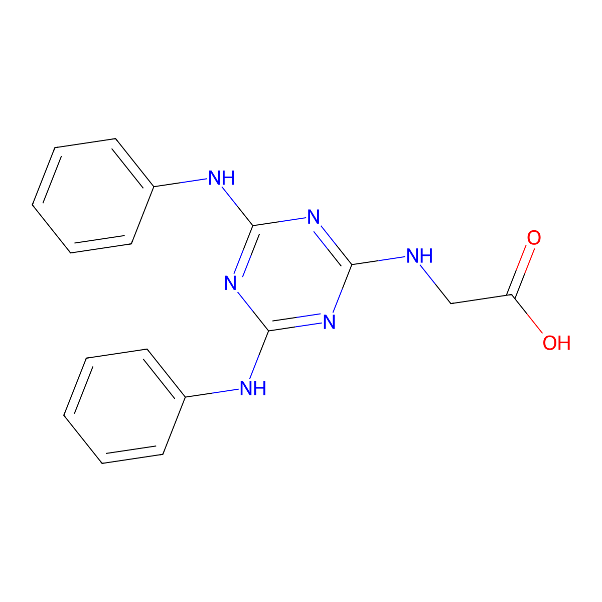 N-[4,6-bis(phenylamino)-1,3,5-triazin-2-yl]glycine molecular structure, CAS 62751-85-3