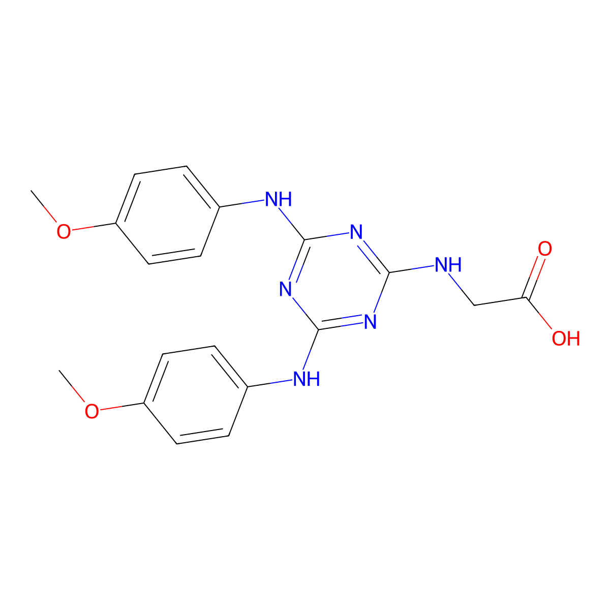 N-{4,6-bis[(4-methoxyphenyl)amino]-1,3,5-triazin-2-yl}glycine molecular structure, CAS 62751-90-0