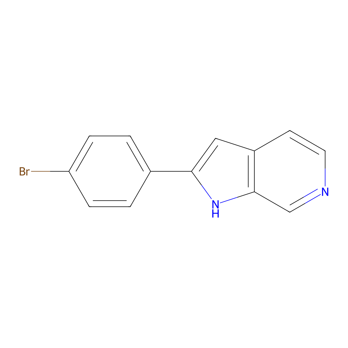 2-(4-Bromophenyl)-1H-pyrrolo(2,3-c)pyridine molecular structure, CAS 627511-05-1