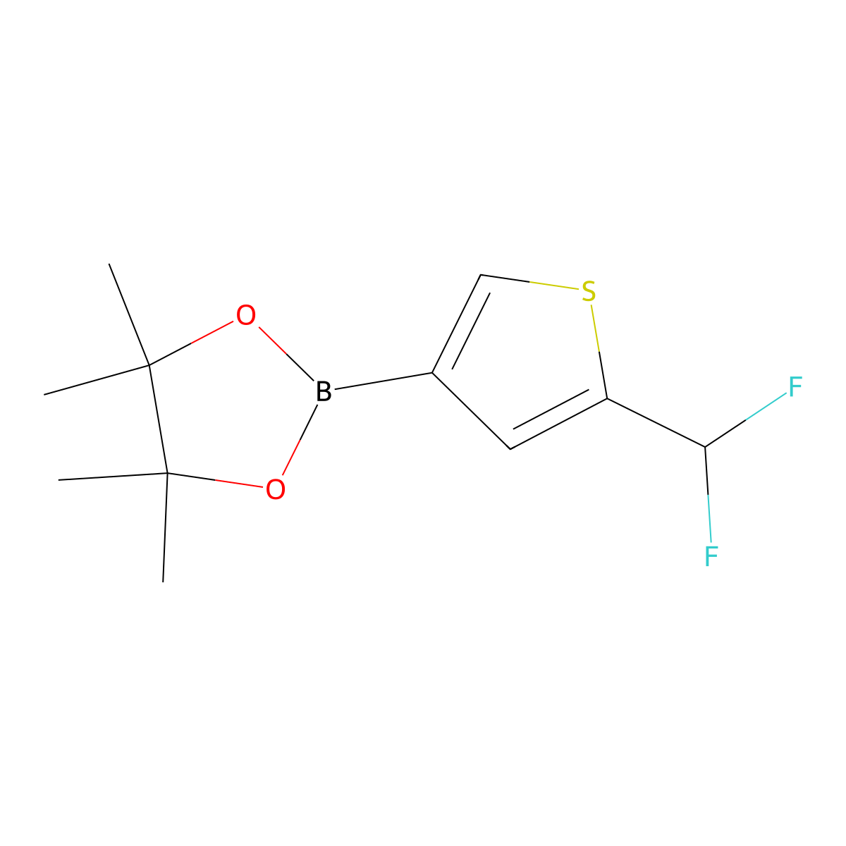 2-(5-Difluoromethyl-thiophen-3-yl)-4,4,5,5-tetramethyl-[1,3,2]dioxaborolane molecular structure, CAS 627526-13-0