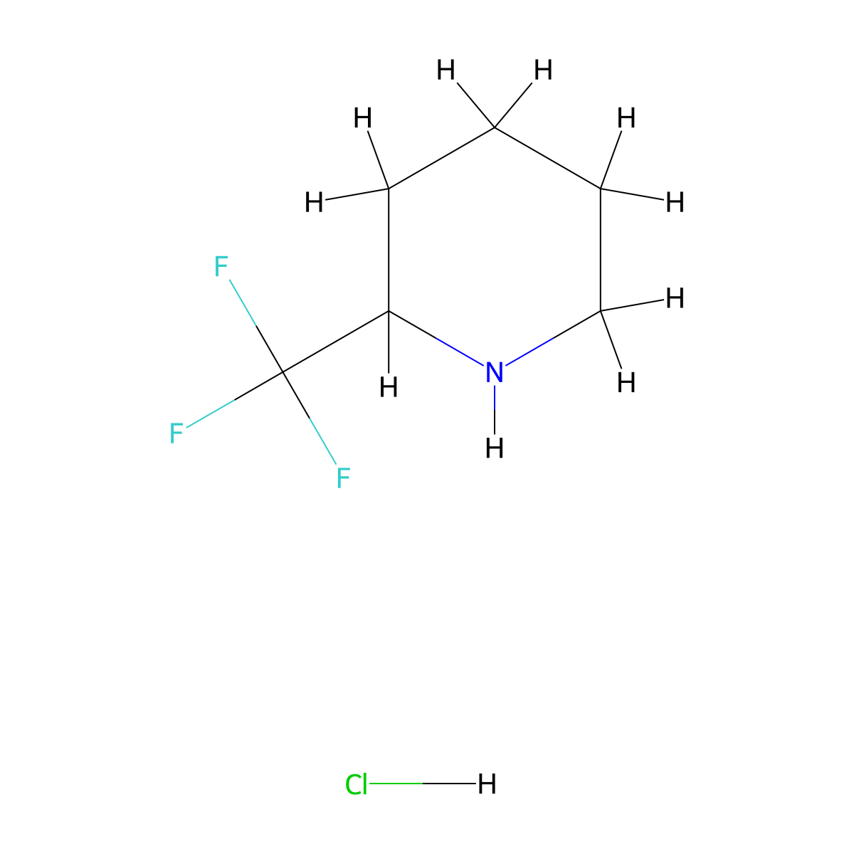 2-(Trifluoromethyl)piperidine hydrochloride molecular structure, CAS 627533-08-8