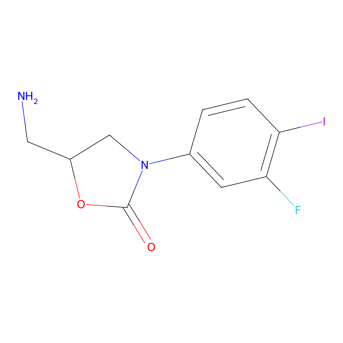 (S)-5-(aminomethyl)-3-(3-fluoro-4-iodophenyl)oxazolidin-2-one molecular structure, CAS 627543-03-7