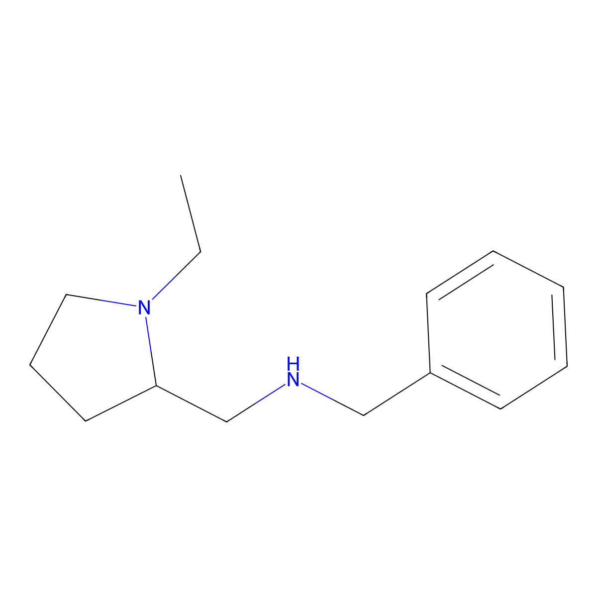 N-benzyl-1-(1-ethylpyrrolidin-2-yl)methanamine molecular structure, CAS 62756-18-7