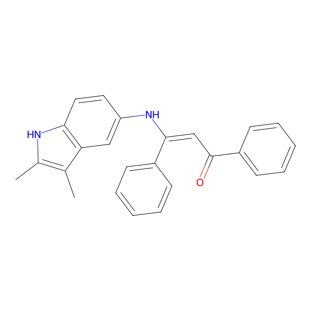 3-[(2,3-dimethyl-1H-indol-5-yl)amino]-1,3-diphenylprop-2-en-1-one molecular structure, CAS 62757-05-5