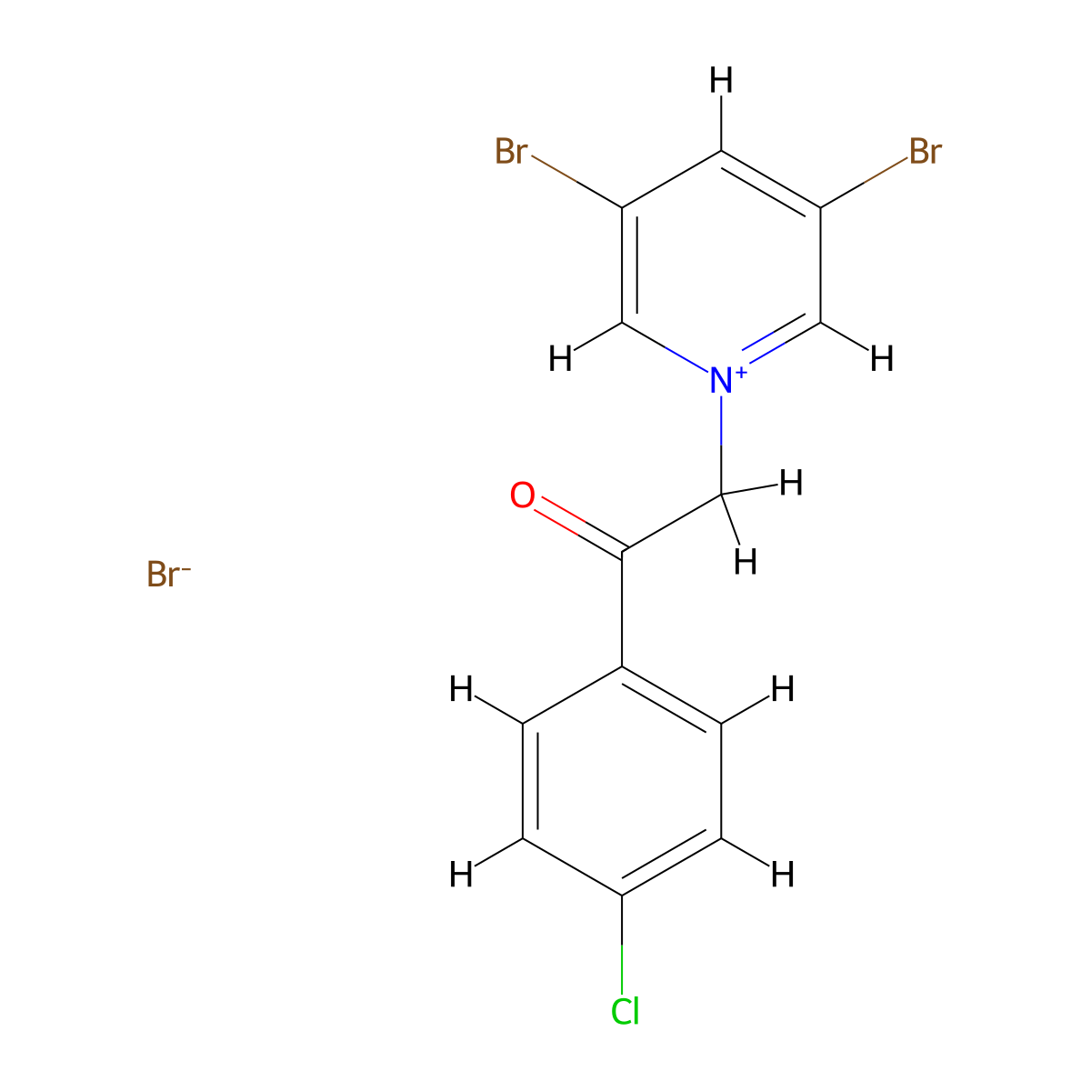 1-(4-Chlorophenyl)-2-(3,5-dibromopyridin-1-ium-1-yl)ethanone bromide molecular structure, CAS 6276-14-8