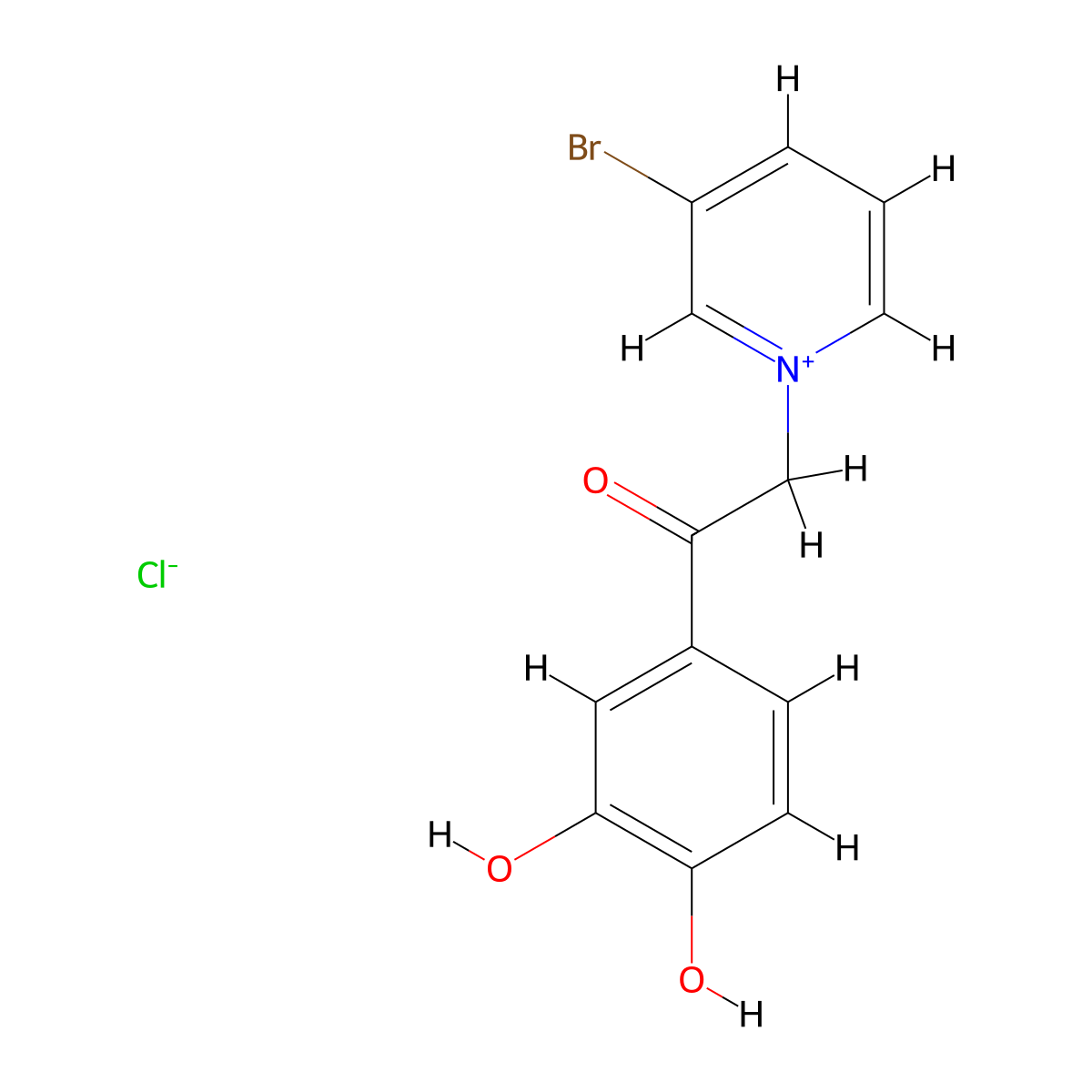 3-Bromo-1-[2-(3,4-dihydroxyphenyl)-2-oxoethyl]pyridin-1-ium chloride molecular structure, CAS 6276-15-9