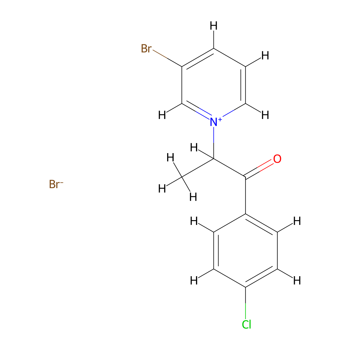 3-Bromo-1-[1-(4-chlorophenyl)-1-oxopropan-2-yl]pyridin-1-ium bromide molecular structure, CAS 6276-17-1