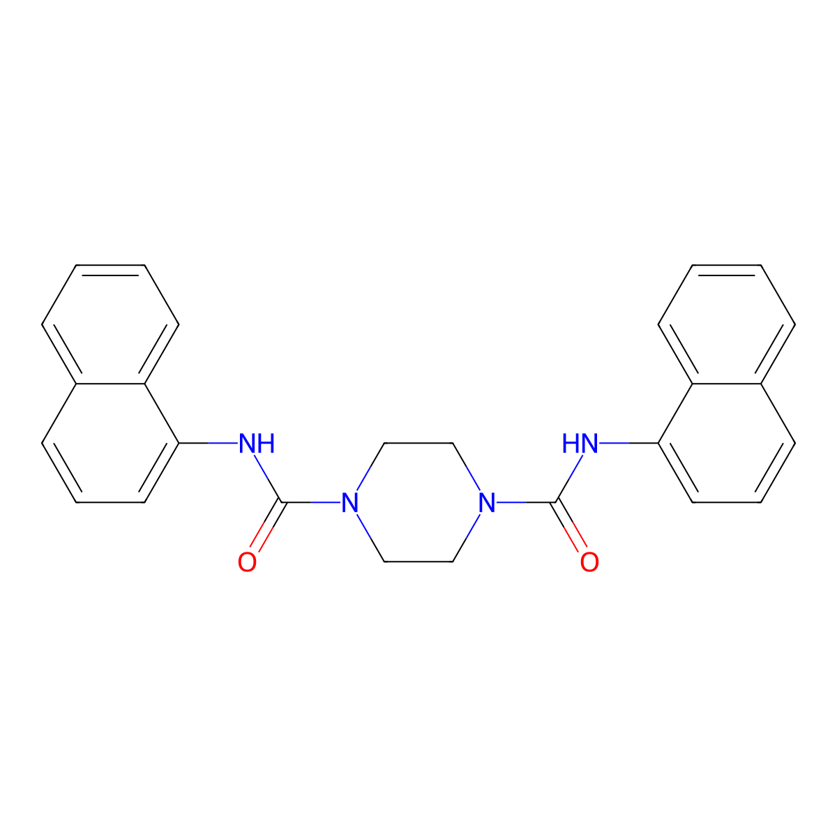 n,n'-Di(naphthalen-1-yl)piperazine-1,4-dicarboxamide molecular structure, CAS 6276-44-4