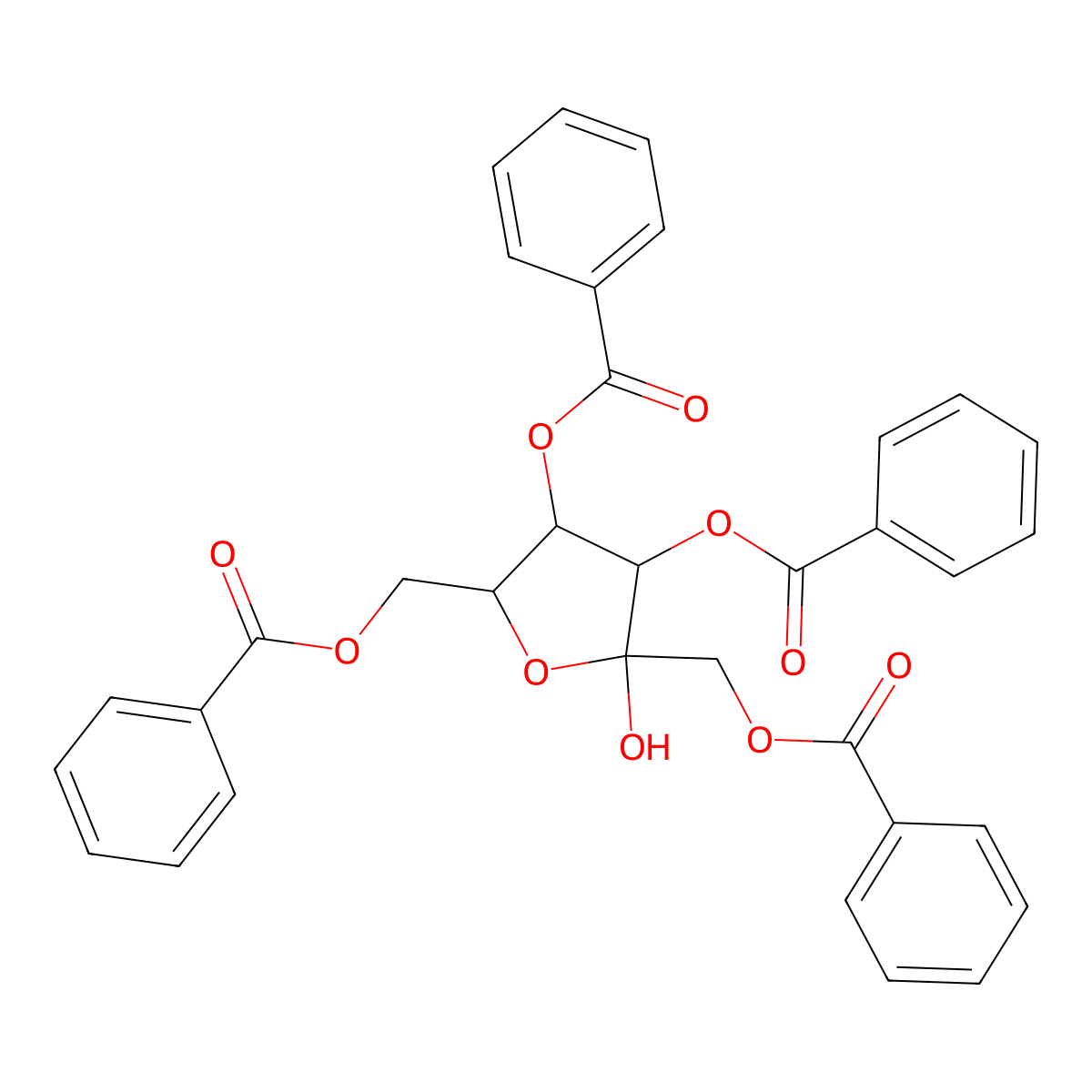 1,3,4,6-Tetra-O-benzoylhex-2-ulofuranose molecular structure, CAS 6276-99-9