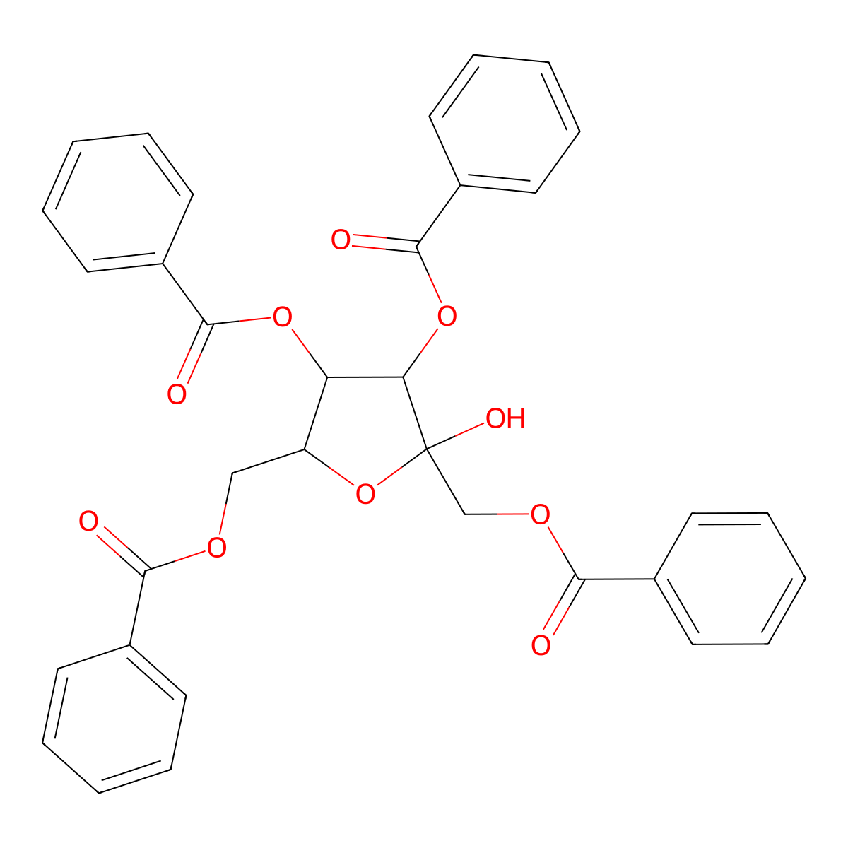 1,3,4,6-Tetra-O-benzoylhex-2-ulofuranose molecular structure, CAS 6276-99-9