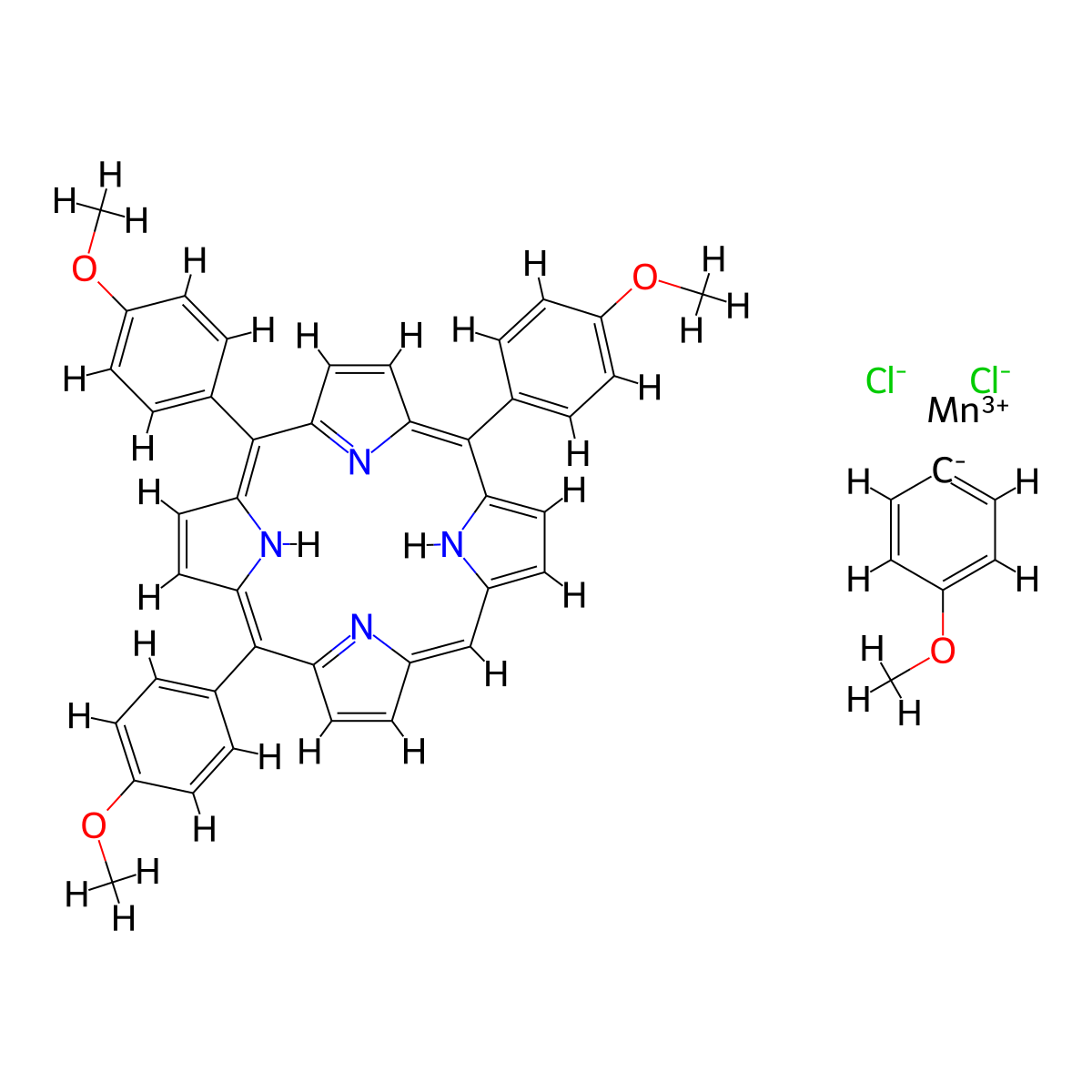 5,10,15,20-Tetrakis(4-methoxyphenyl)-21H,23H-porphinemanganese(III) chloride molecular structure, CAS 62769-24-8