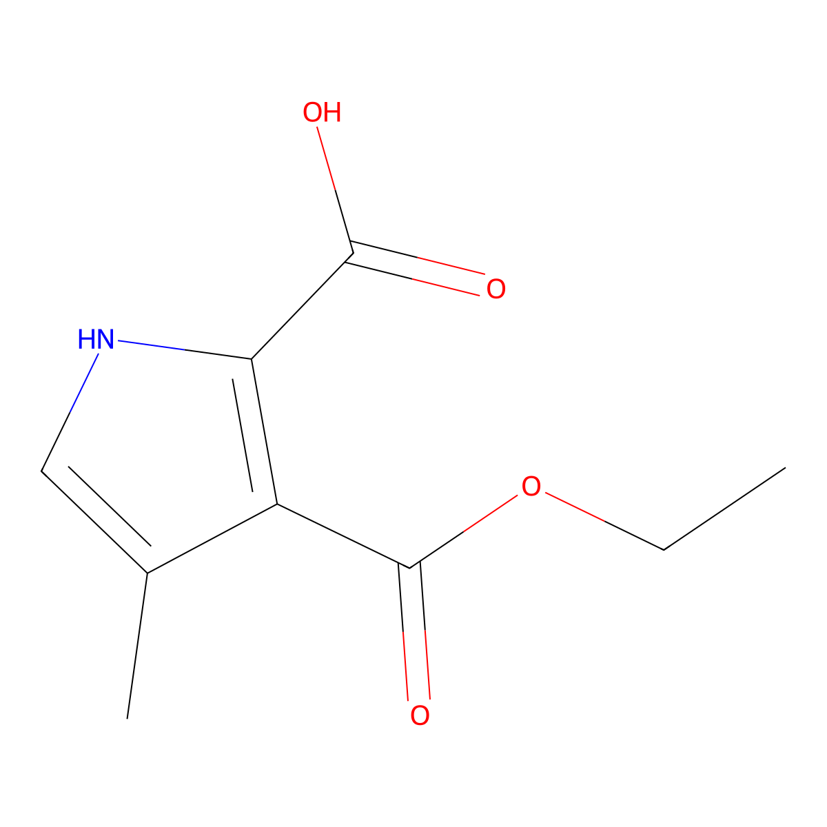 3-(Ethoxycarbonyl)-4-methyl-1h-pyrrole-2-carboxylic acid molecular structure, CAS 6277-13-0
