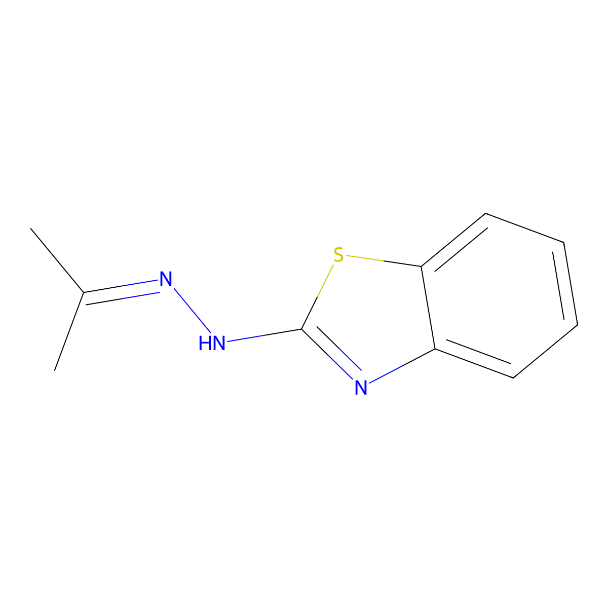 Acetone-benzothiazolyl-2-hydrazone molecular structure, CAS 6277-26-5