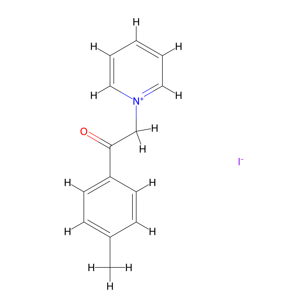 1-[2-(4-Methylphenyl)-2-oxoethyl]pyridin-1-ium iodide molecular structure, CAS 6277-45-8