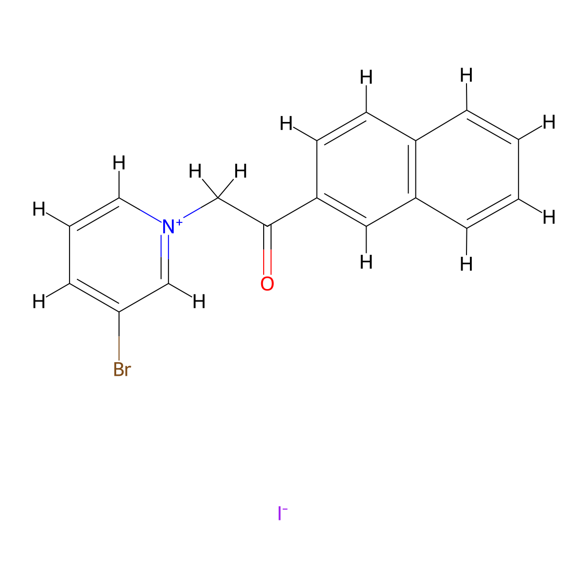 3-Bromo-1-[2-(naphthalen-2-yl)-2-oxoethyl]pyridin-1-ium iodide molecular structure, CAS 6277-69-6
