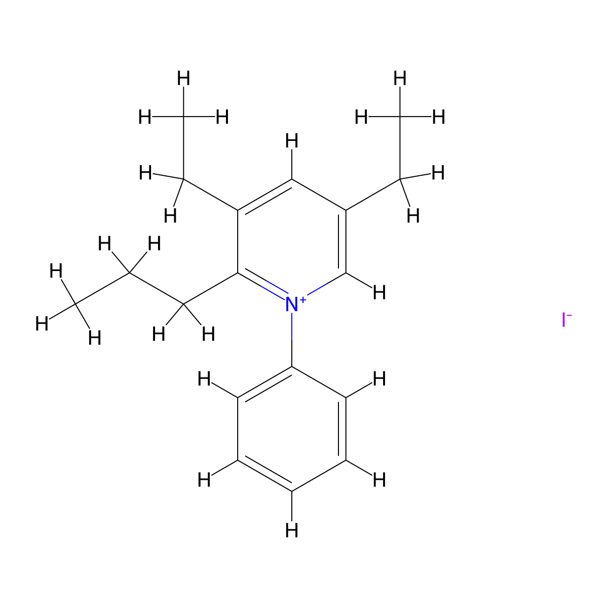 3,5-Diethyl-1-phenyl-2-propylpyridin-1-ium iodide molecular structure, CAS 6277-85-6