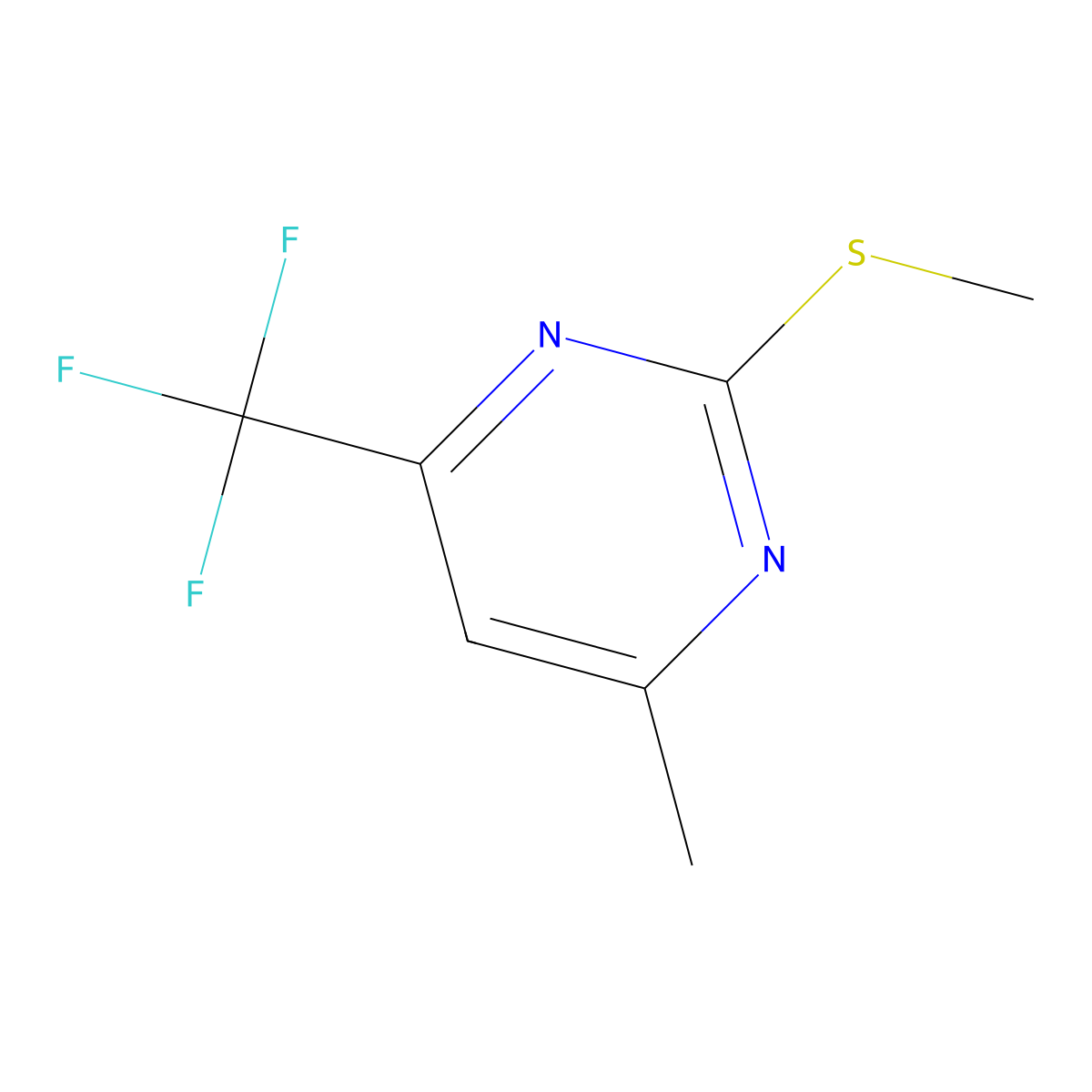 4-Methyl-2-(methylthio)-6-(trifluoromethyl)pyrimidine molecular structure, CAS 62772-91-2