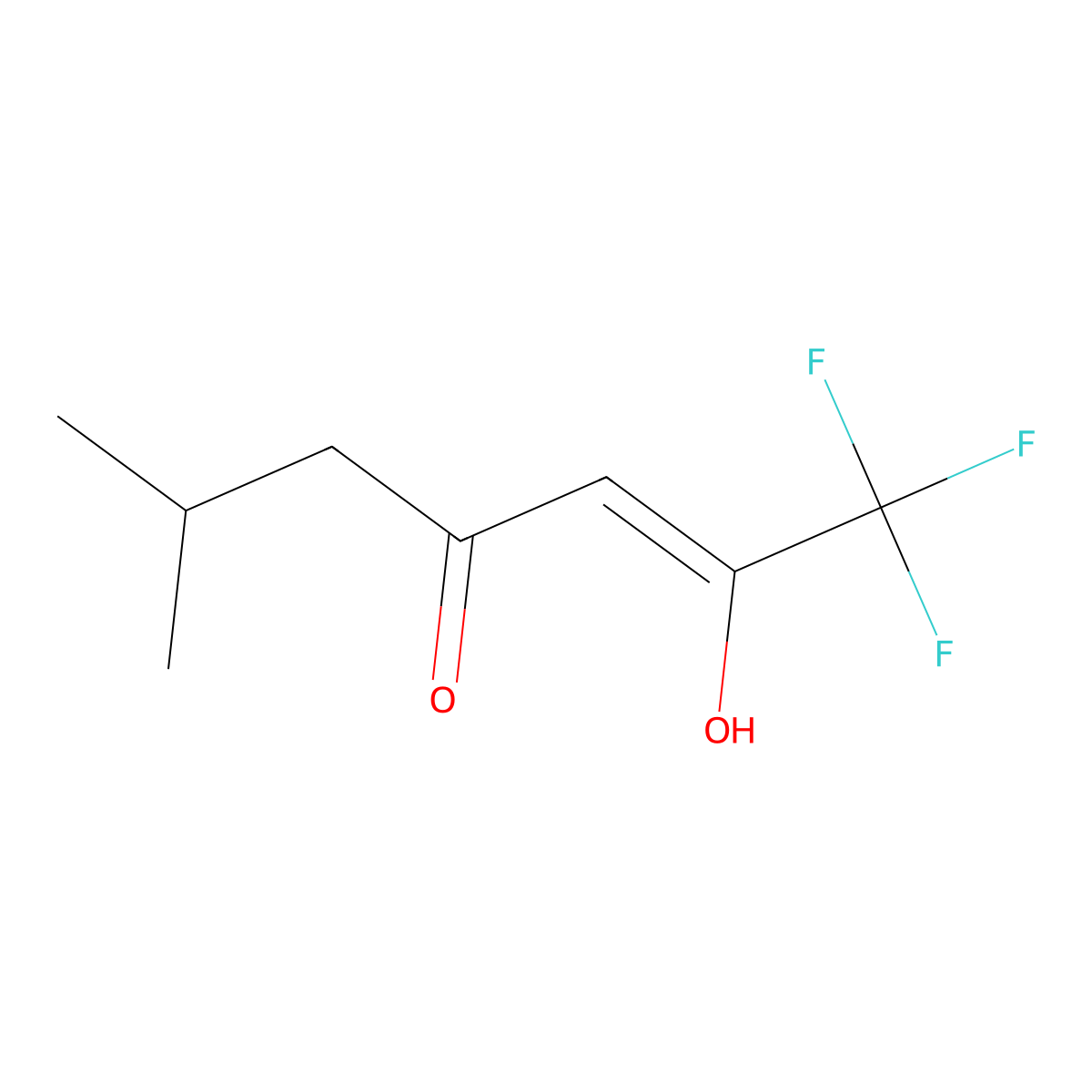 1,1,1-Trifluoro-2-hydroxy-6-methylhept-2-en-4-one molecular structure, CAS 62772-97-8