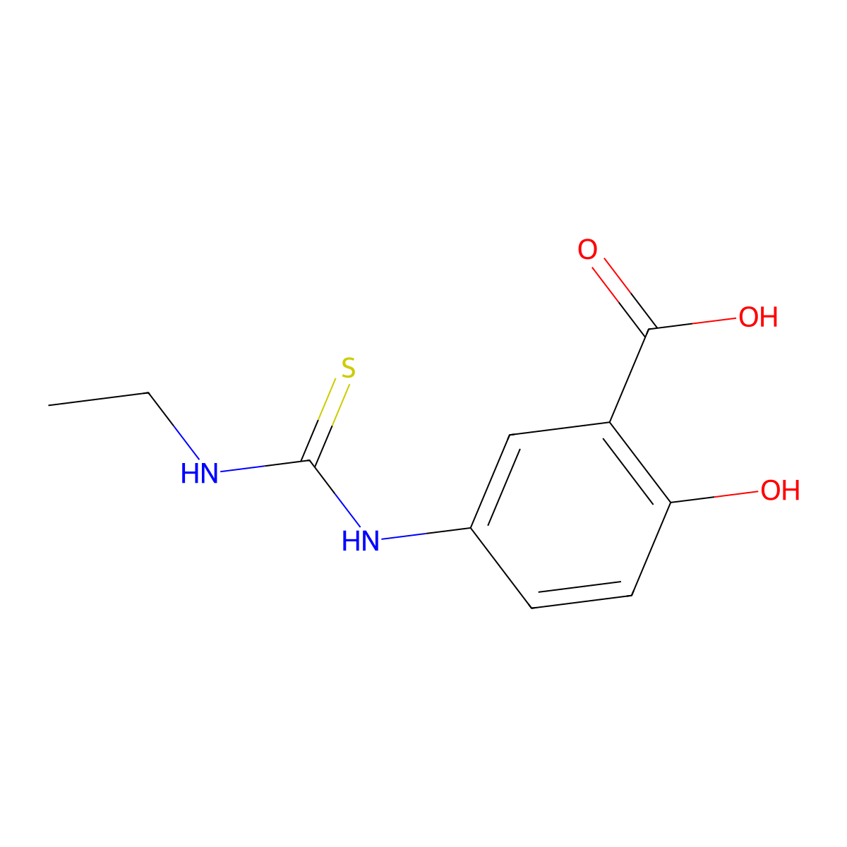 Benzoic acid, 5-[[(ethylamino)thioxomethyl]amino]-2-hydroxy- molecular structure, CAS 62773-59-5