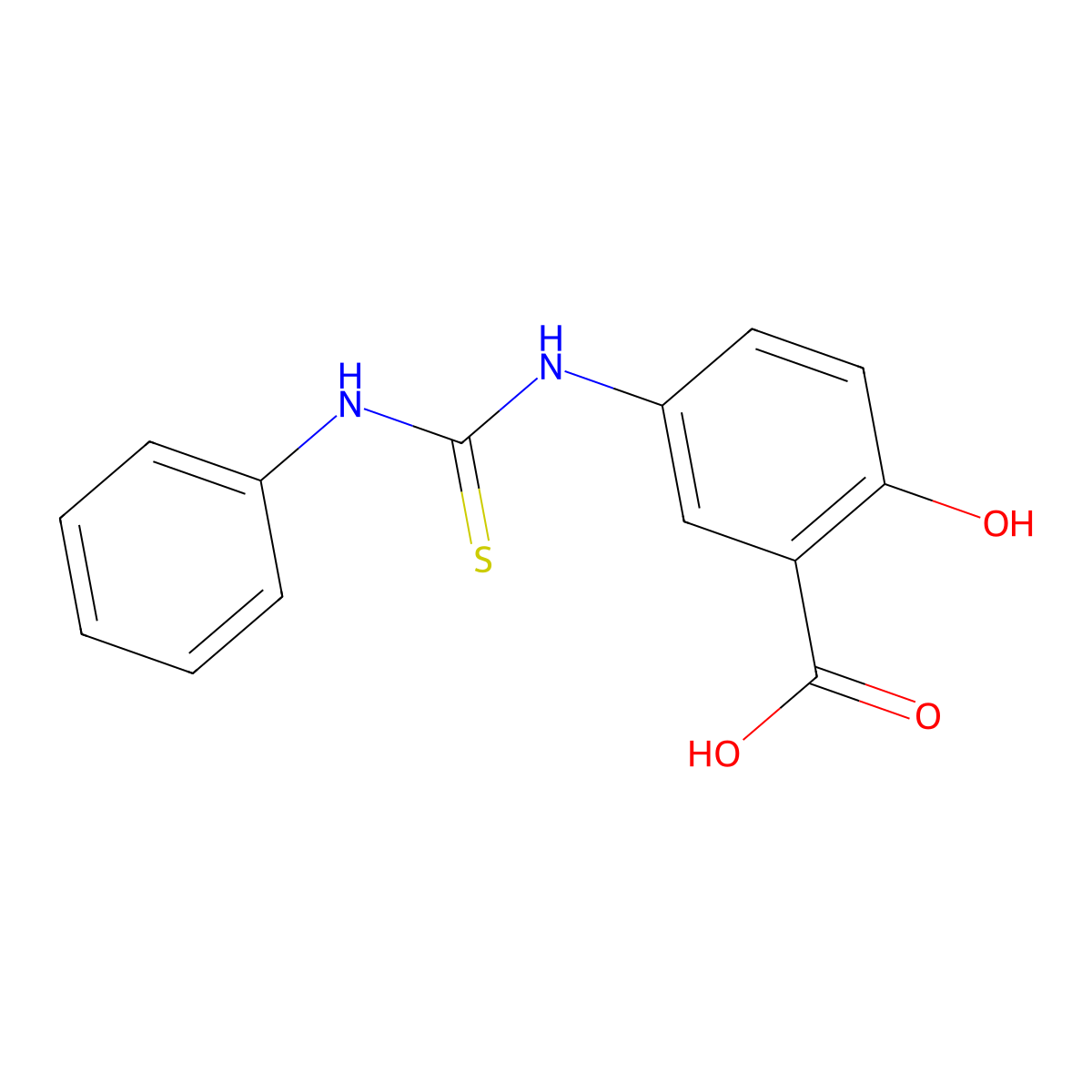 Benzoic acid, 2-hydroxy-5-[[(phenylamino)thioxomethyl]amino]- molecular structure, CAS 62773-62-0