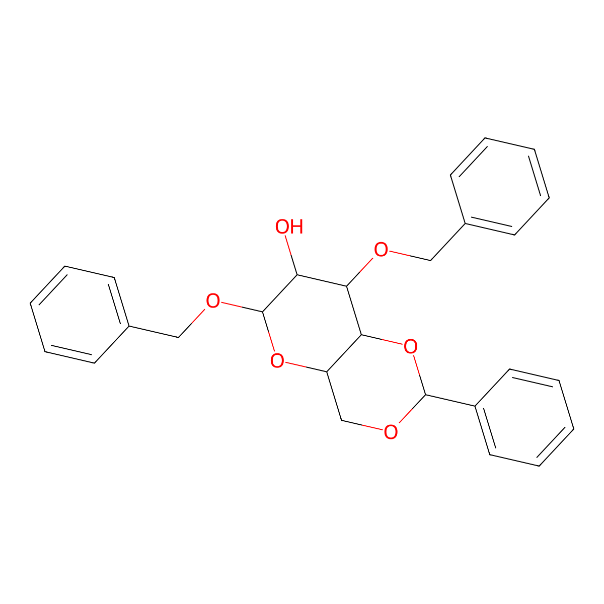 Benzyl 3-O-Benzyl-4,6-O-benzylidene-a-D-mannopyranoside molecular structure, CAS 62774-16-7