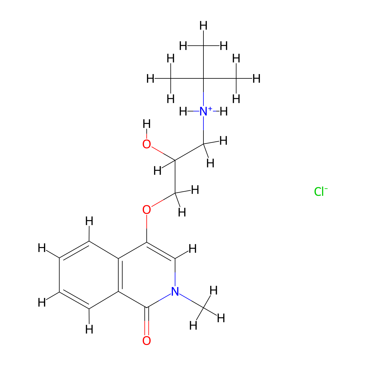 (+/-)-4-(3-Tert-butylamino-2-hydroxypropoxy)-2-methyl-1(2H)-isoquinolinehydrochloride molecular structure, CAS 62774-96-3