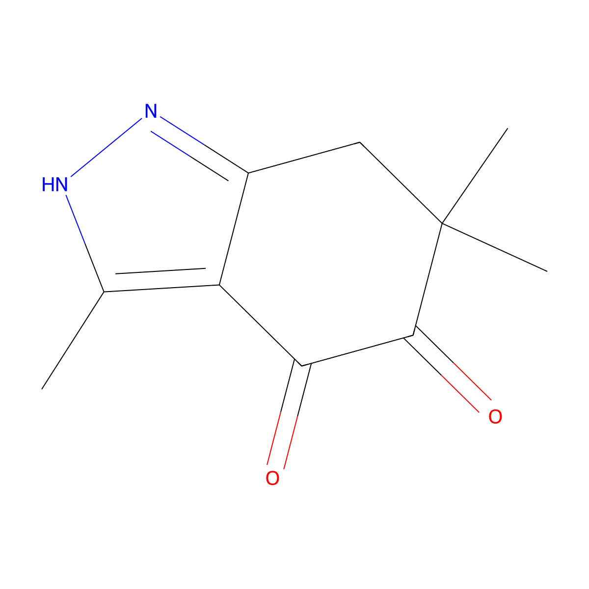 3,6,6-Trimethyl-2,7-dihydroindazole-4,5-dione molecular structure, CAS 62775-18-2