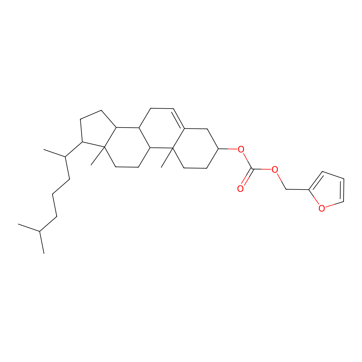 Cholest-5-en-3-ol (3beta)-, 3-((2,3-dihydro-2-furanyl)methyl carbonate) molecular structure, CAS 62778-26-1