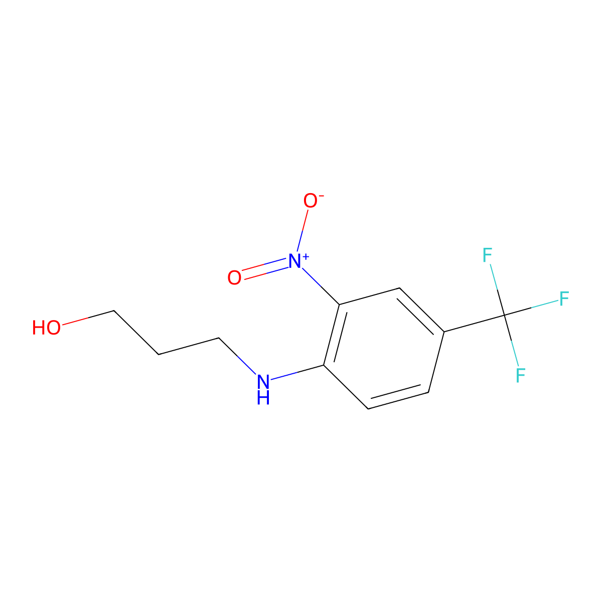 1-Propanol, 3-[[2-nitro-4-(trifluoromethyl)phenyl]amino]- molecular structure, CAS 62780-65-8