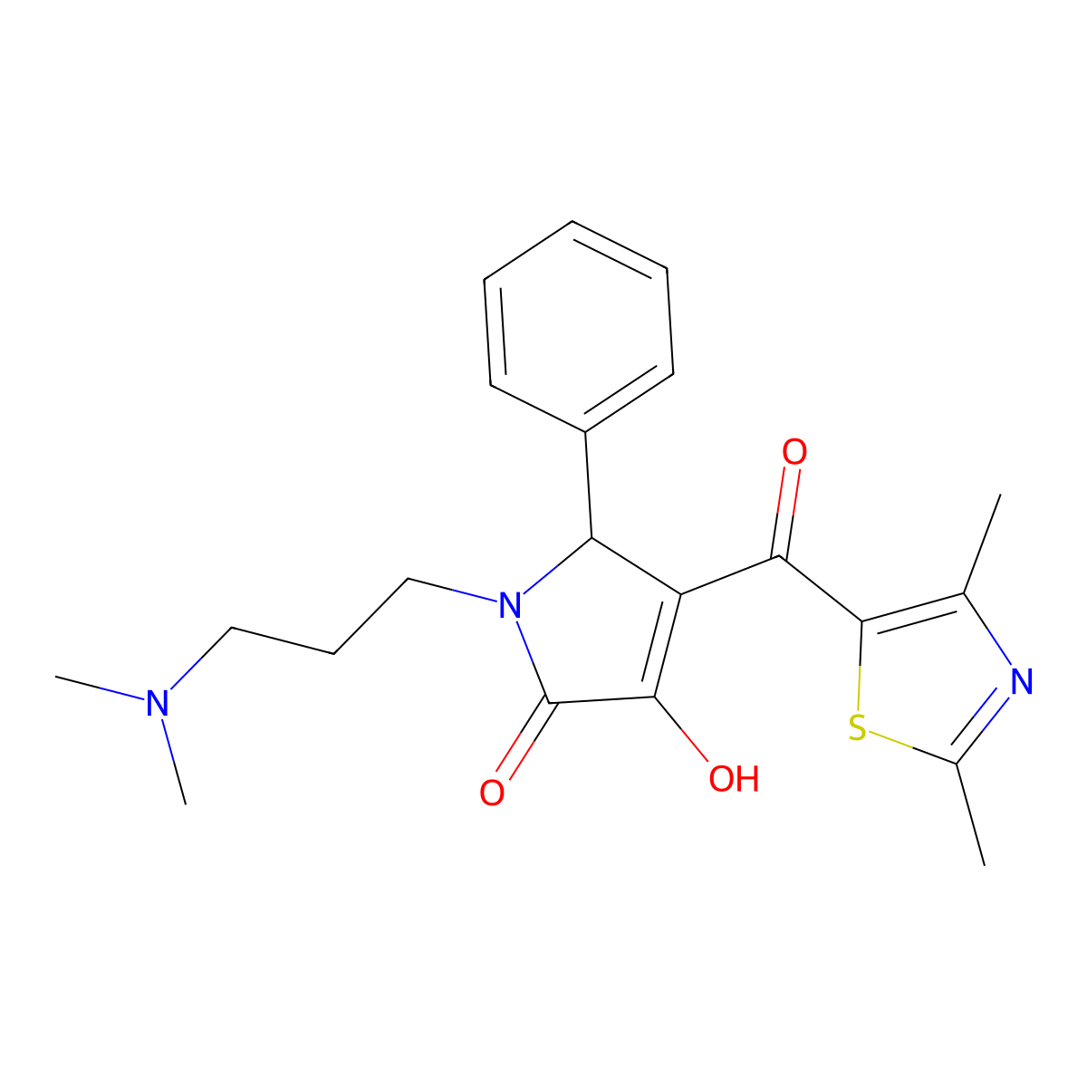 1-(3-(dimethylamino)propyl)-4-(2,4-dimethylthiazole-5-carbonyl)-3-hydroxy-5-phenyl-1H-pyrrol-2(5H)-one molecular structure, CAS 627815-40-1