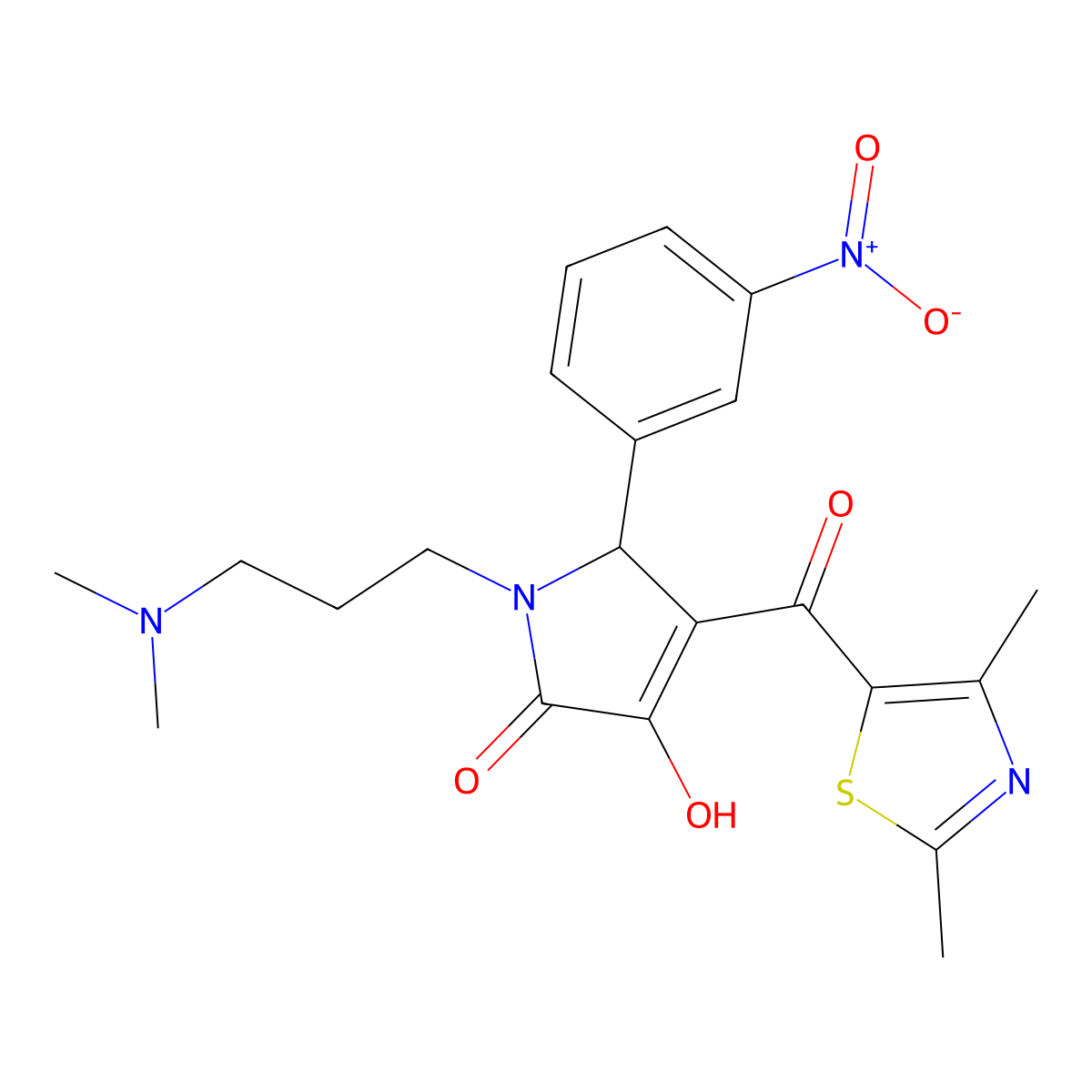 1-(3-(dimethylamino)propyl)-4-(2,4-dimethylthiazole-5-carbonyl)-3-hydroxy-5-(3-nitrophenyl)-1H-pyrrol-2(5H)-one molecular structure, CAS 627815-46-7