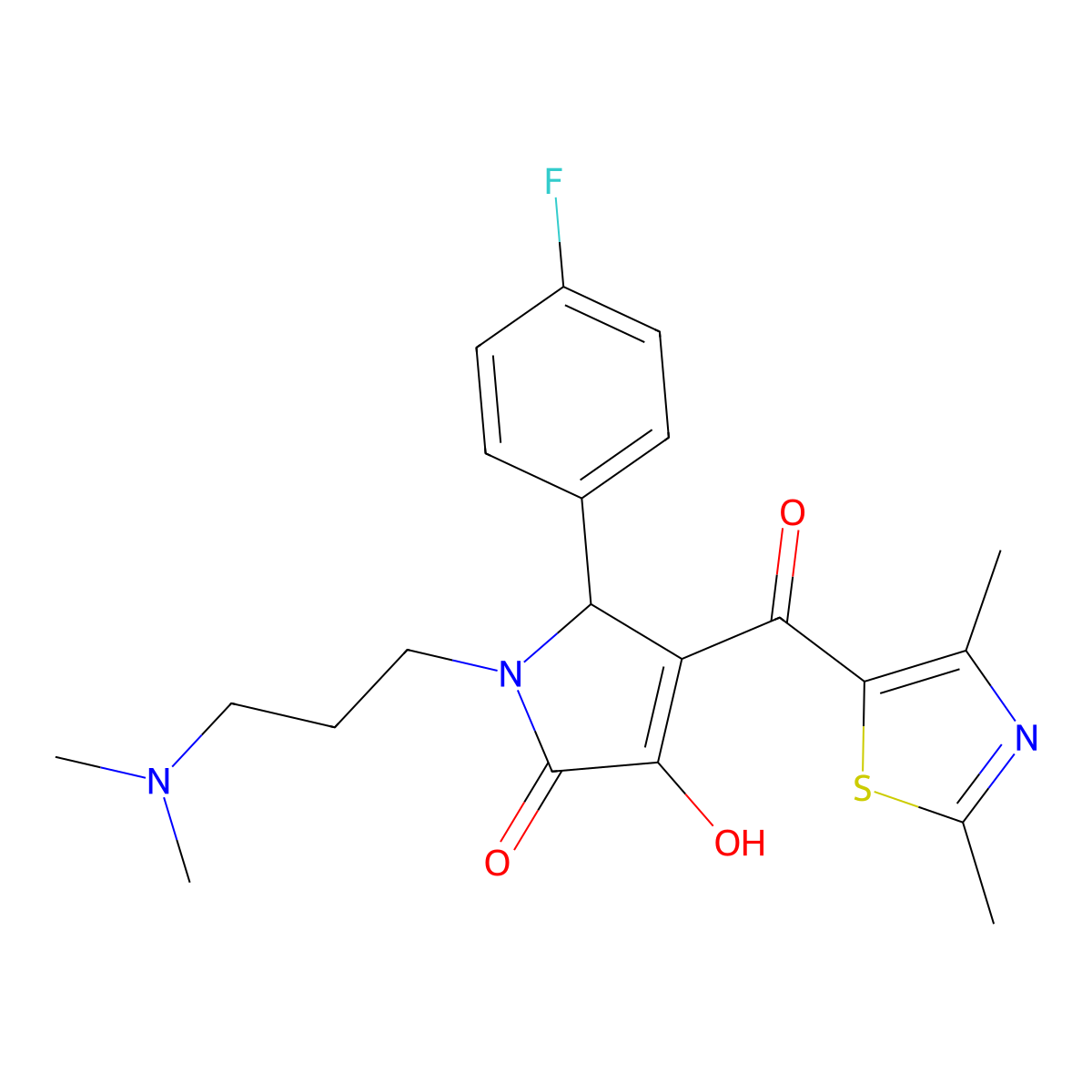 1-(3-(dimethylamino)propyl)-4-(2,4-dimethylthiazole-5-carbonyl)-5-(4-fluorophenyl)-3-hydroxy-1H-pyrrol-2(5H)-one molecular structure, CAS 627815-52-5