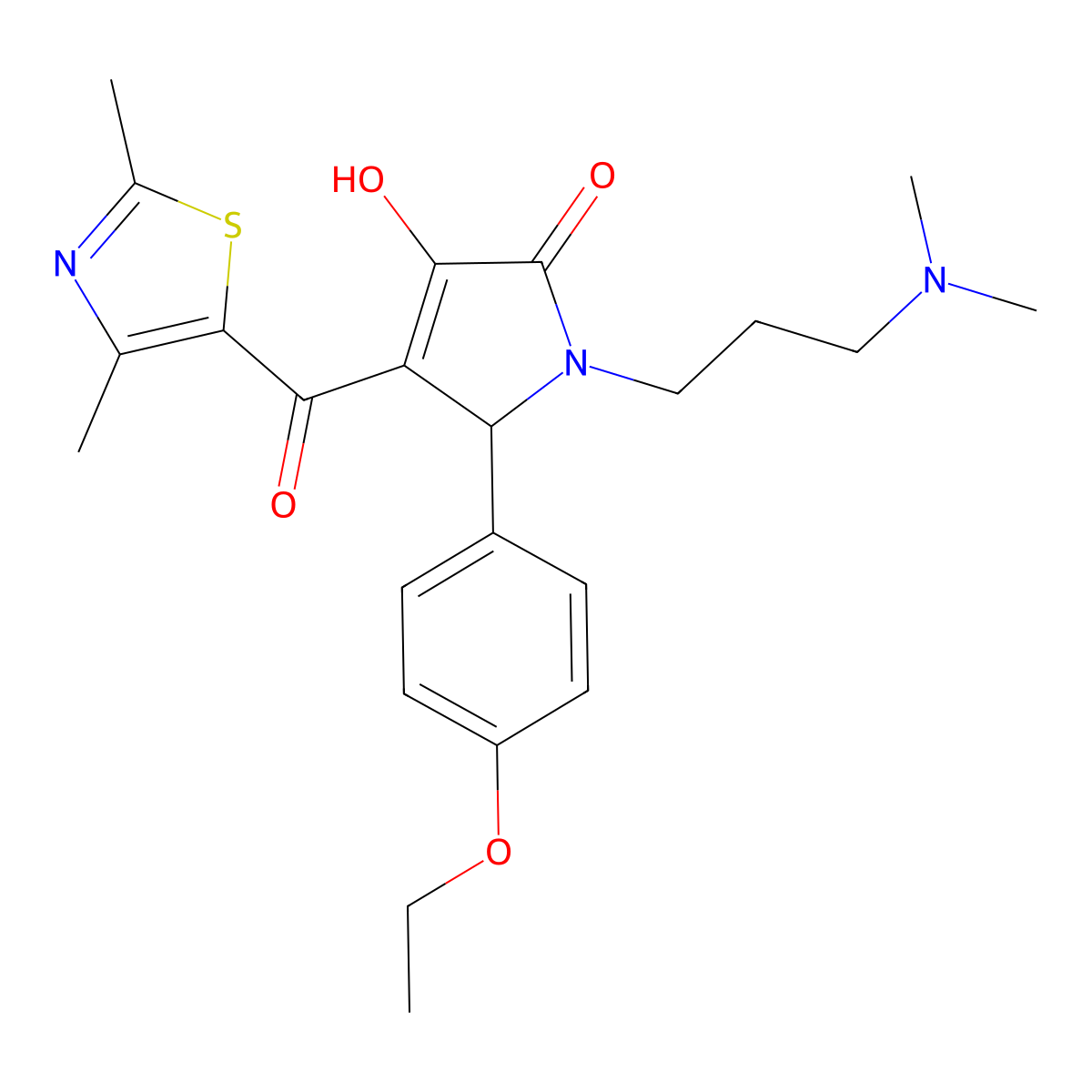 1-(3-(dimethylamino)propyl)-4-(2,4-dimethylthiazole-5-carbonyl)-5-(4-ethoxyphenyl)-3-hydroxy-1H-pyrrol-2(5H)-one molecular structure, CAS 627815-60-5