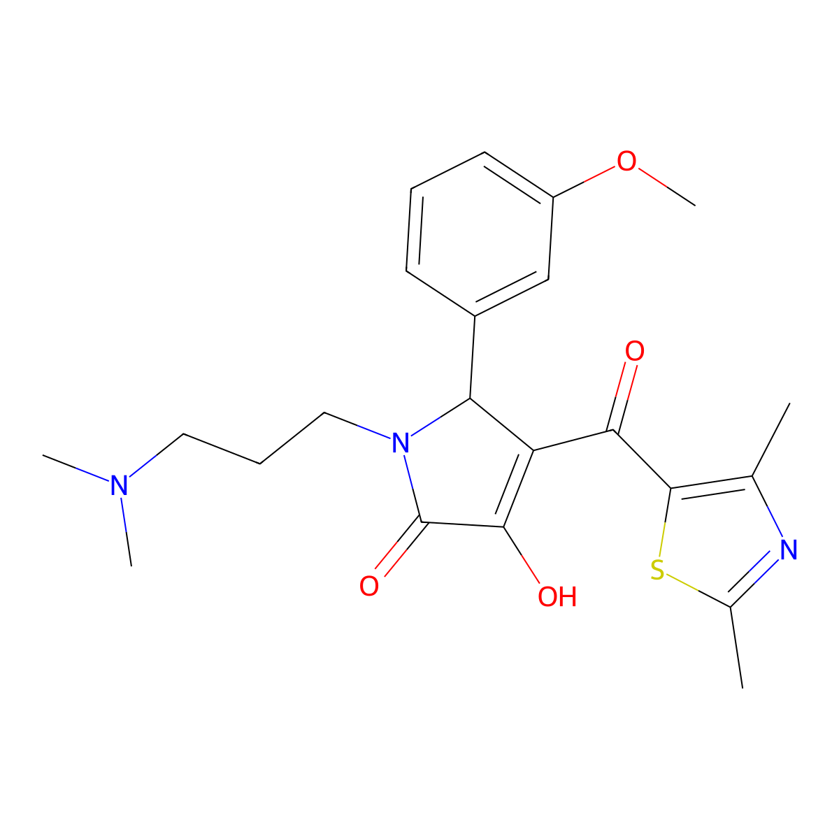 1-(3-(dimethylamino)propyl)-4-(2,4-dimethylthiazole-5-carbonyl)-3-hydroxy-5-(3-methoxyphenyl)-1H-pyrrol-2(5H)-one molecular structure, CAS 627815-78-5