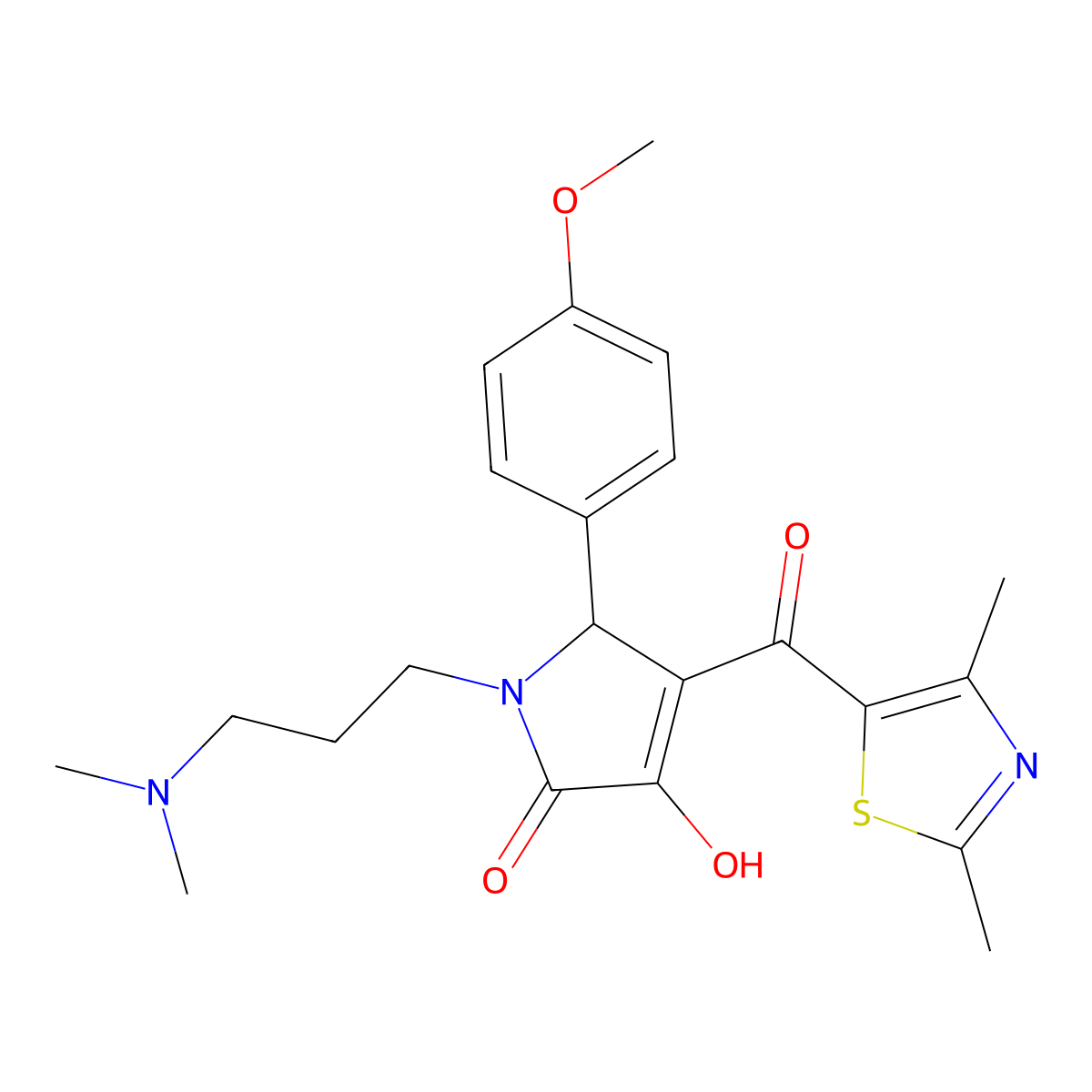 1-(3-(dimethylamino)propyl)-4-(2,4-dimethylthiazole-5-carbonyl)-3-hydroxy-5-(4-methoxyphenyl)-1H-pyrrol-2(5H)-one molecular structure, CAS 627815-94-5