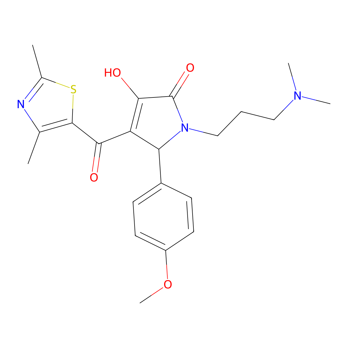 1-(3-(dimethylamino)propyl)-4-(2,4-dimethylthiazole-5-carbonyl)-3-hydroxy-5-(4-methoxyphenyl)-1H-pyrrol-2(5H)-one molecular structure, CAS 627815-94-5
