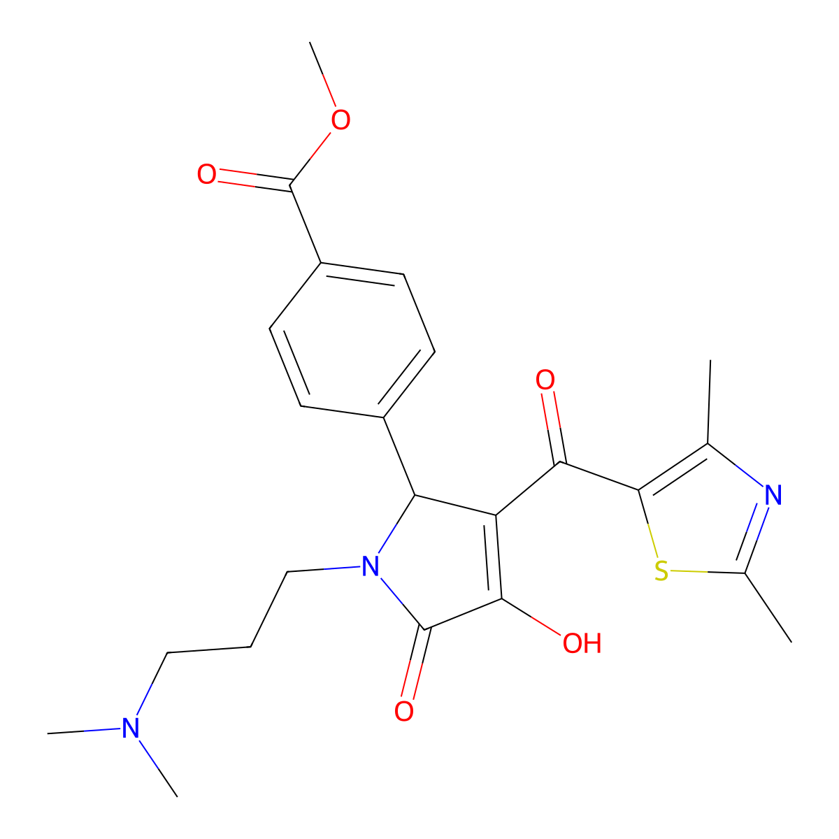Methyl 4-{3-[(2,4-dimethyl(1,3-thiazol-5-yl))carbonyl]-1-[3-(dimethylamino)pro pyl]-4-hydroxy-5-oxo-3-pyrrolin-2-yl}benzoate molecular structure, CAS 627815-99-0