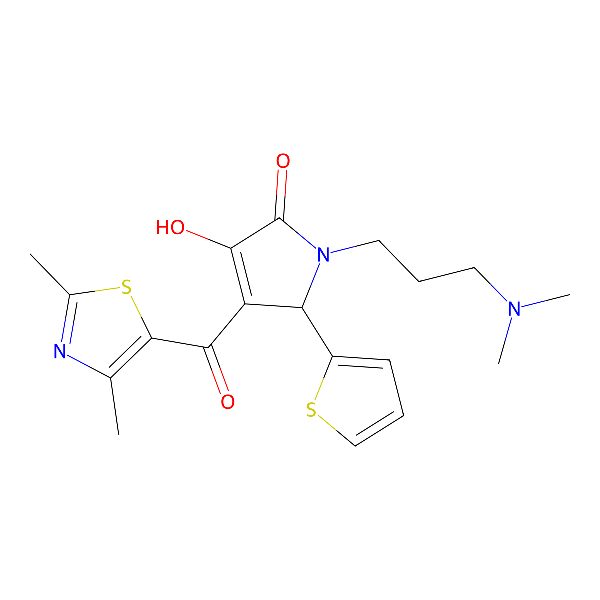 1-(3-(dimethylamino)propyl)-4-(2,4-dimethylthiazole-5-carbonyl)-3-hydroxy-5-(thiophen-2-yl)-1H-pyrrol-2(5H)-one molecular structure, CAS 627816-41-5