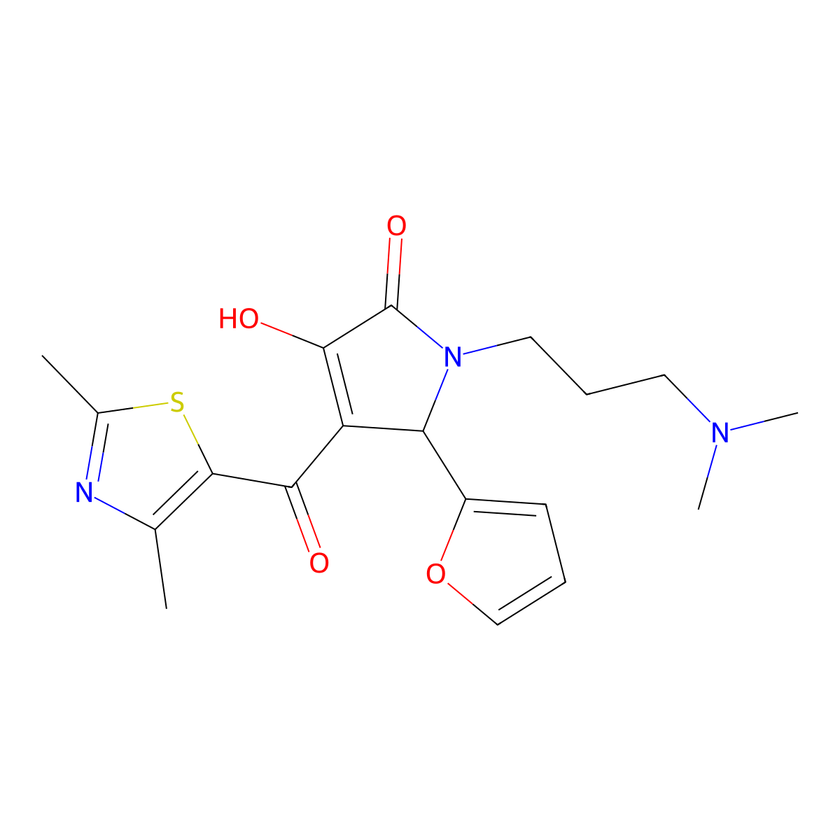 1-(3-(dimethylamino)propyl)-4-(2,4-dimethylthiazole-5-carbonyl)-5-(furan-2-yl)-3-hydroxy-1H-pyrrol-2(5H)-one molecular structure, CAS 627816-45-9