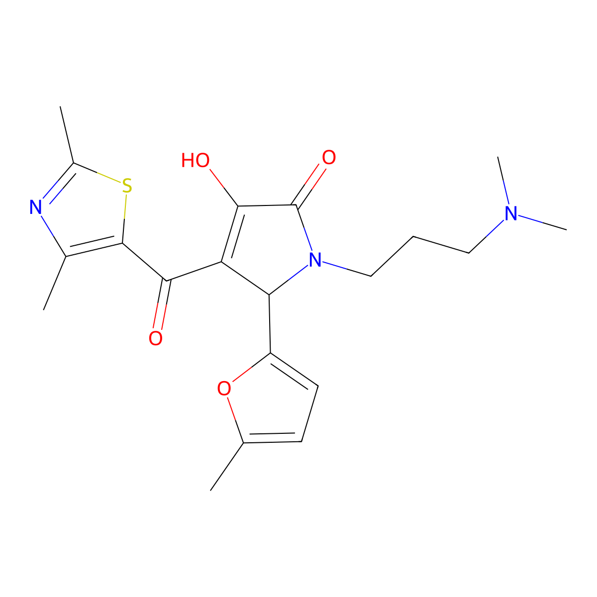 1-(3-(dimethylamino)propyl)-4-(2,4-dimethylthiazole-5-carbonyl)-3-hydroxy-5-(5-methylfuran-2-yl)-1H-pyrrol-2(5H)-one molecular structure, CAS 627816-55-1