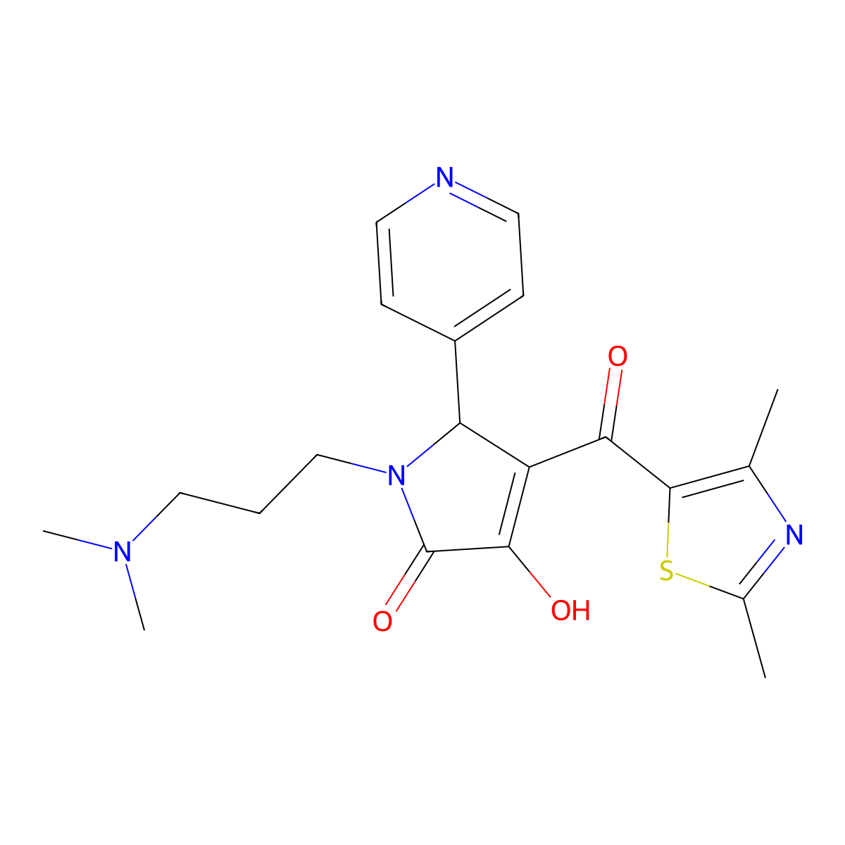 1-(3-(dimethylamino)propyl)-4-(2,4-dimethylthiazole-5-carbonyl)-3-hydroxy-5-(pyridin-4-yl)-1H-pyrrol-2(5H)-one molecular structure, CAS 627816-80-2