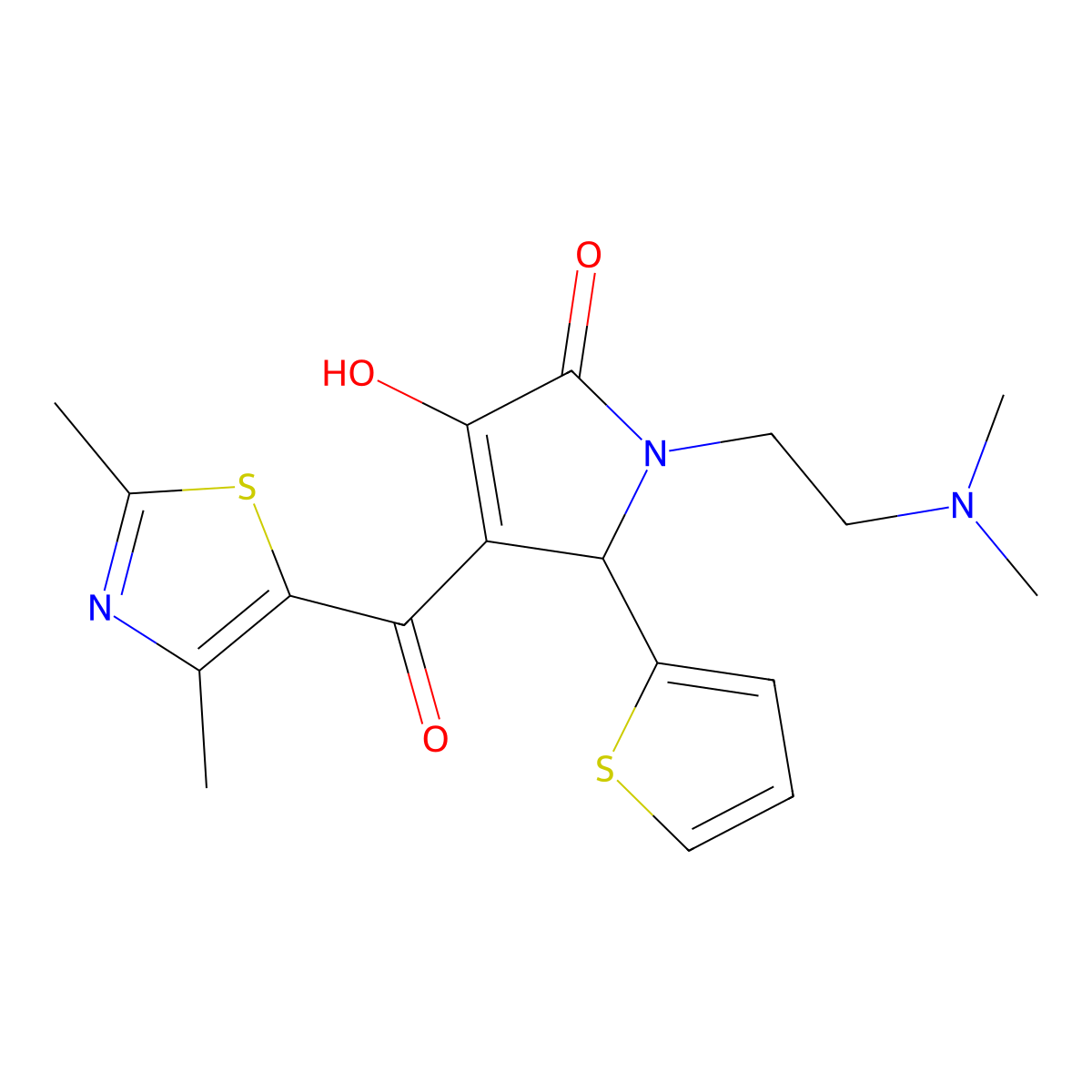 1-(2-(dimethylamino)ethyl)-4-(2,4-dimethylthiazole-5-carbonyl)-3-hydroxy-5-(thiophen-2-yl)-1H-pyrrol-2(5H)-one molecular structure, CAS 627817-04-3