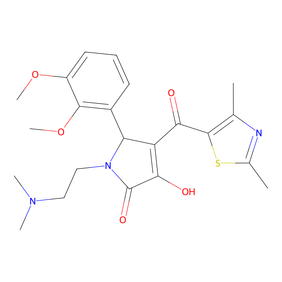 5-(2,3-dimethoxyphenyl)-1-(2-(dimethylamino)ethyl)-4-(2,4-dimethylthiazole-5-carbonyl)-3-hydroxy-1H-pyrrol-2(5H)-one molecular structure, CAS 627817-22-5